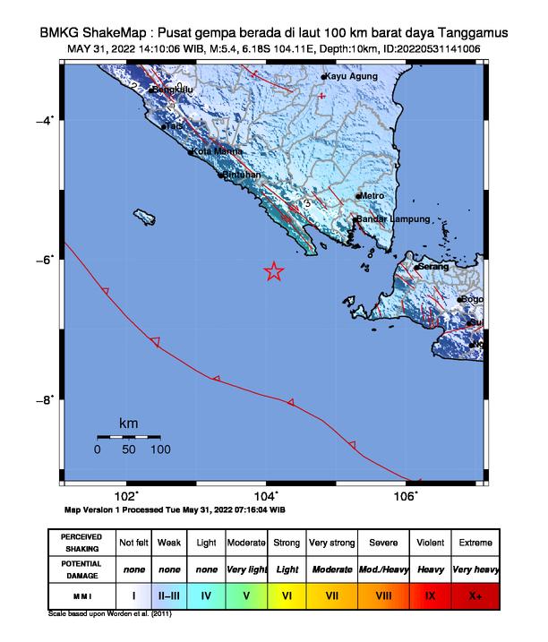 Bmkg Gempa Bumi Kabupaten Tanggamus Lampung Indonesia