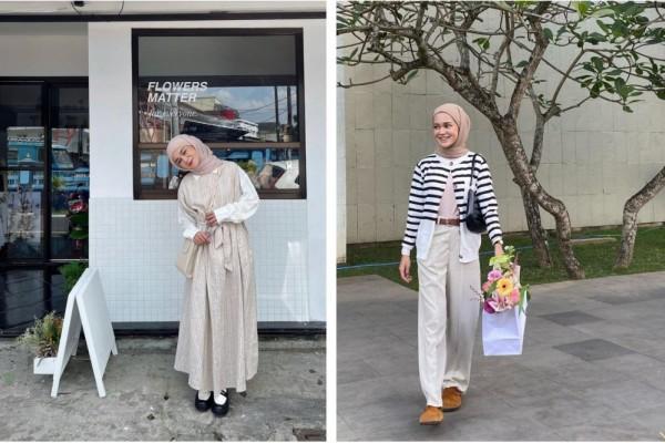 Padu Padan Outfit Hijab Motif Stripe Selebgram Yure Zalina