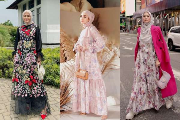 OOTD Hijab Dengan Floral Dress Ala Selebgram