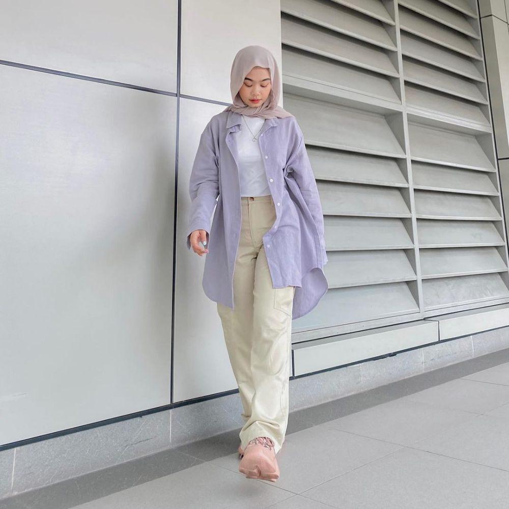 Ootd Hijab Nuansa Ungu Ala Nola Clara Arsyi Trendi Abis