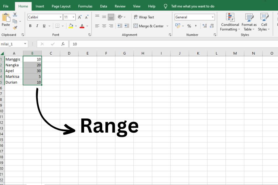 Cara Mencari Range Dalam Excel Yang Benar Dan Contohnya