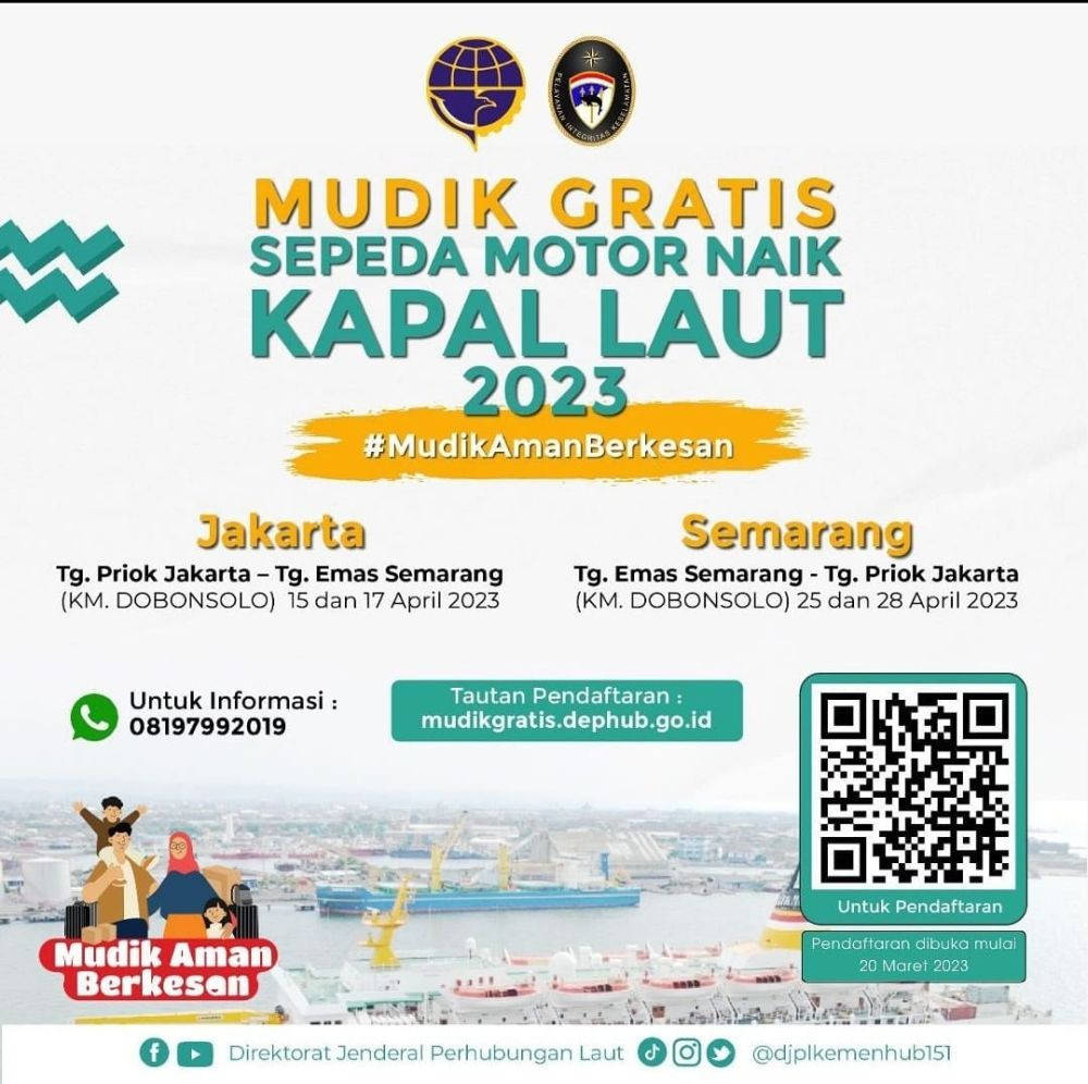 Resmi Dibuka Mudik Gratis Sepeda Motor Pakai Kapal Laut