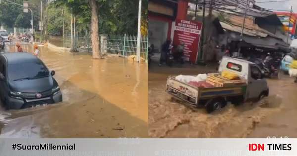 Kali Kramat Jati Meluap Jalan Raya Jakarta Bogor Banjir