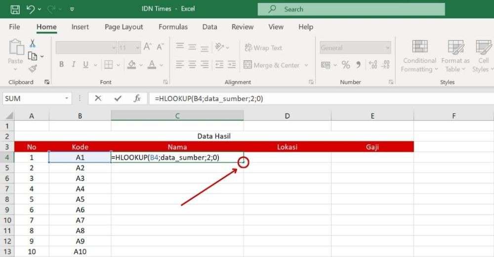 Rumus Hlookup Beda Sheet Di Excel Dan Contoh Cara Pakainya