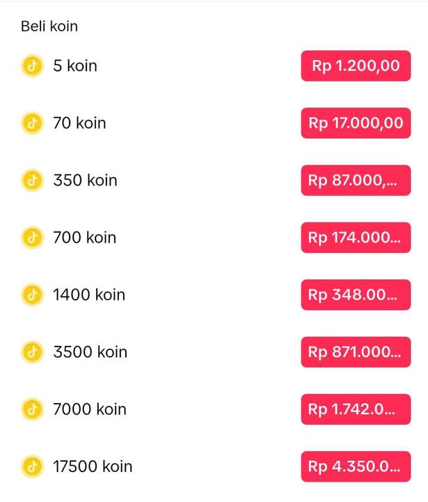 1000 Koin TikTok Berapa Rupiah Segini Nominalnya