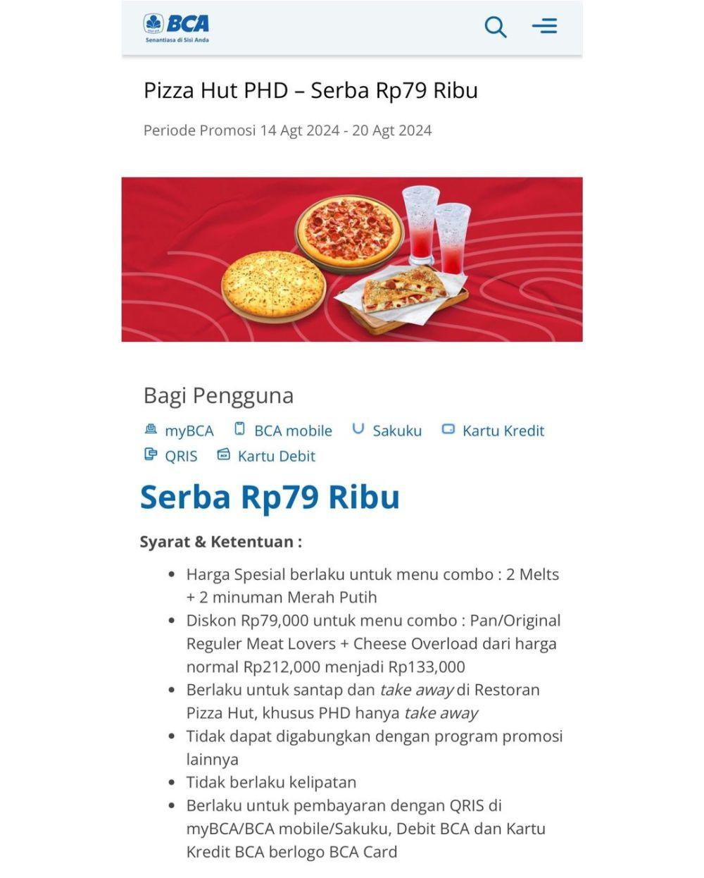 Promo Makanan Dan Minuman Dari Bca Dalam Rangka Hut Ri