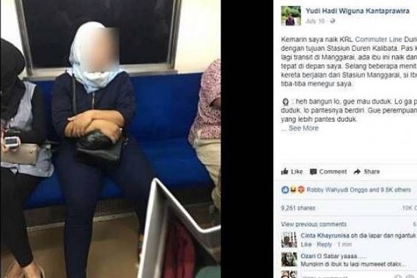 Penumpang Kasar ini Larang Pria Duduk di Gerbong Umum KRL