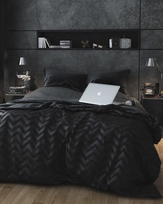 Inspirasi 8 Desain Kamar Tidur Bernuansa Hitam, Keren Banget!