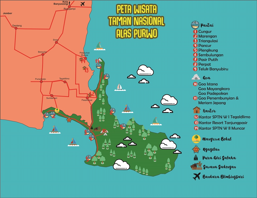 Peta Wisata Banyuwangi Lengkap Peta Wisata Indonesia dan