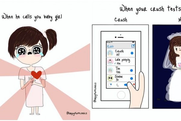 10 Ilustrasi Kocak Gambarkan Rasanya Punya Gebetan, Pernah Mengalami?