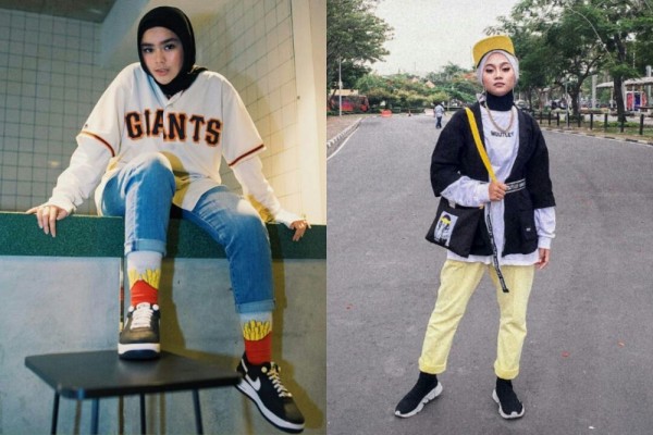 8 Adu Gaya Hijab Sivia vs. Ayu Idol yang Suka Tampil Unik & Swag