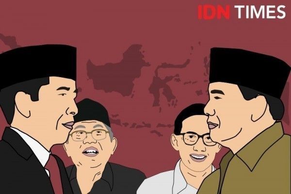 Pendukung Capres 01 dan 02, Kompak Cukur Rambut Bareng di Cirebon