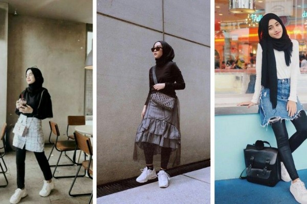20+ Inspirasi Legging Ootd Hijab Rok Pendek