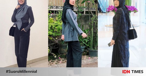 10 Ide OOTD Hijab Monokrom ala Cynthia Ramlan, Stylish Abis!