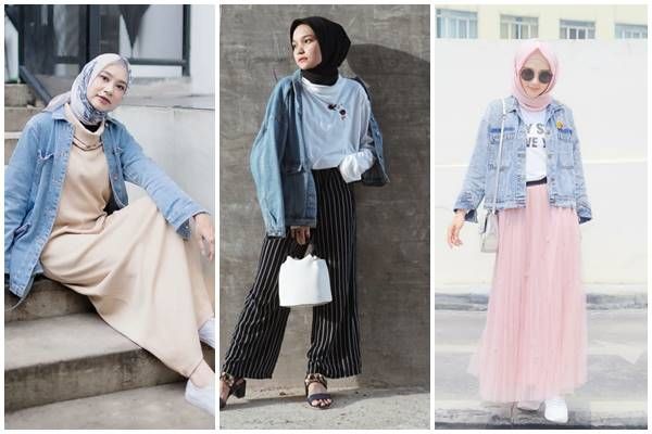 Ootd jaket shop jeans hijab