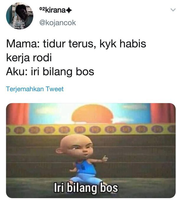 Foto Meme Upin Ipin Iri Bilang Bos