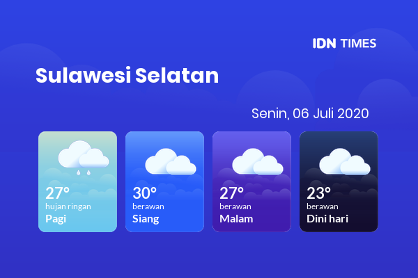 Cuaca Hari Ini 06 Juli 2020: Makassar Hujan Sepanjang Hari