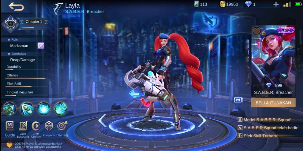 Hero Squad S.A.B.E.R Mobile Legends Layla