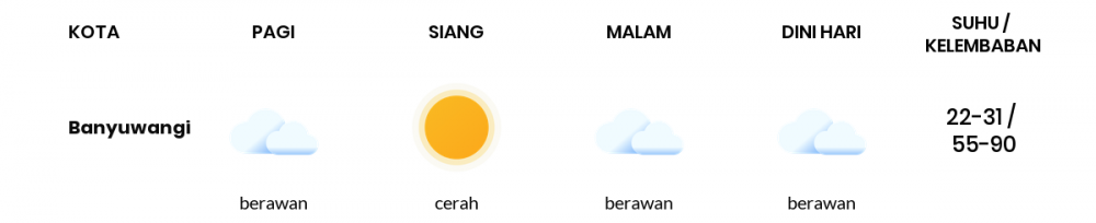 Cuaca Hari Ini 27 Agustus 2020: Banyuwangi Cerah Siang Hari, Cerah Sore Hari