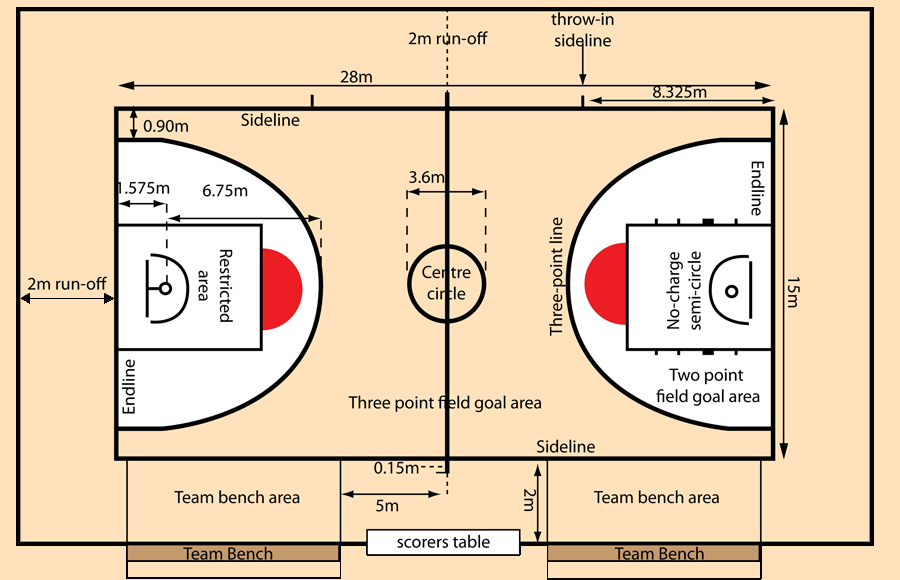 Ukuran Lapangan Bola Basket dengan Gambar dan Sejarahnya