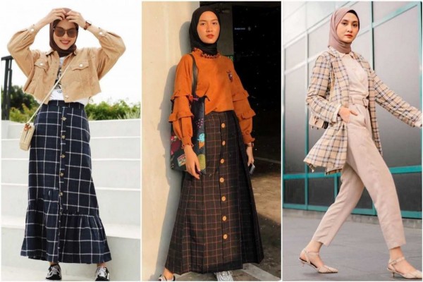 10 Inspirasi Mix and Match Plaid Outfit ala Inas Rana, Standout!
