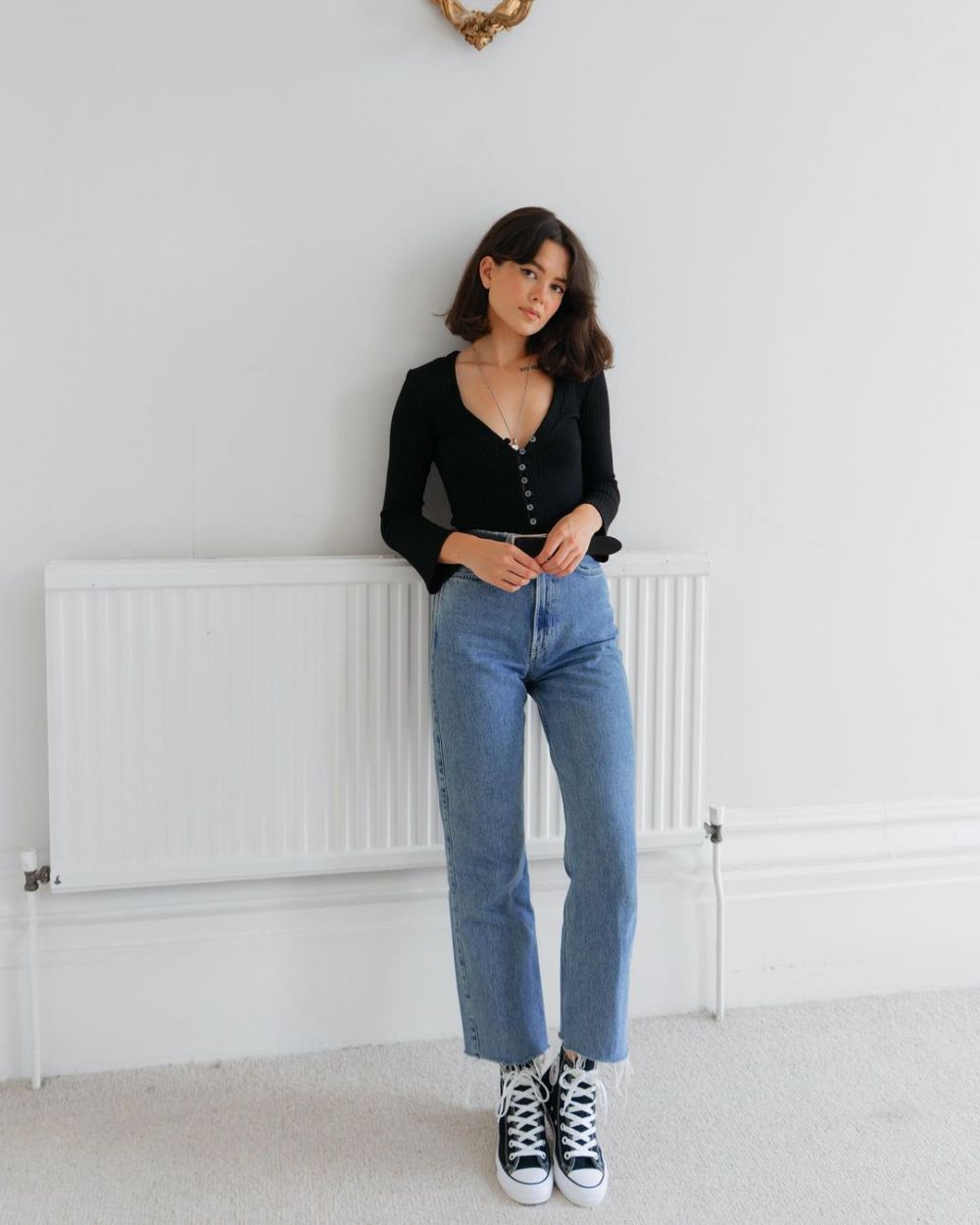 ootd high waist loose jeans