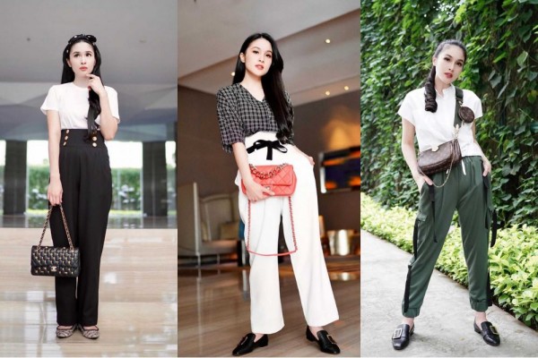 10 Inspirasi Mix  and Match  Celana  High Waist ala Sandra 