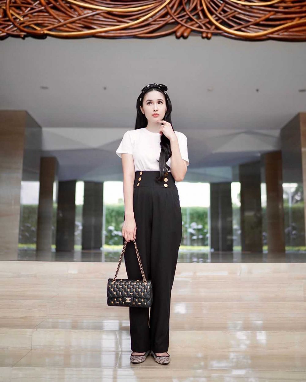 10 Inspirasi Mix  and Match  Celana  High Waist ala Sandra 