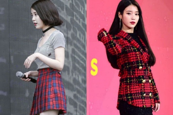 10 Ide OOTD  dengan Plaid  Outfit ala IU Gaya Jadi Lebih Modis 