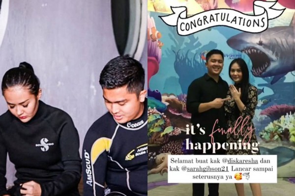 Dilamar Sambil Menyelam, 10 Momen Bahagia Sarah Gibson dan Kekasih