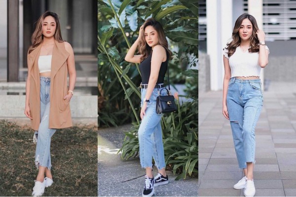 10 Inspirasi Mix and Match Outfit Pakai Celana Jeans ala Gina Meidina