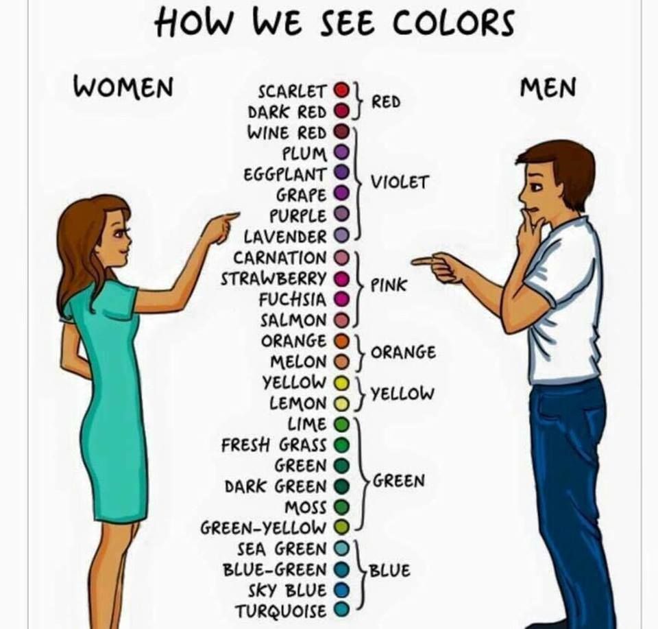 Восприятие цветов мужчинами и женщинами