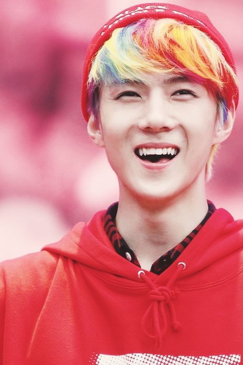 sehun rainbow hair photoshoot