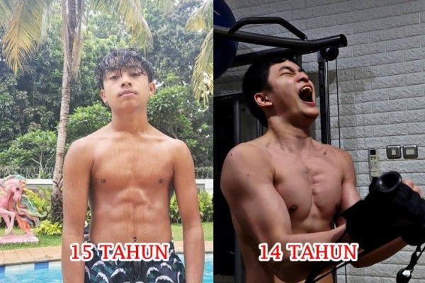 9 Adu Gaya Betrand Peto dan Azka Corbuzier saat Pamer Otot, Gagah!