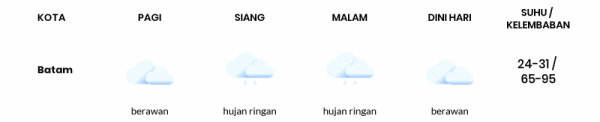 Cuaca Esok Hari 29 Desember 2020: Batam Berawan Pagi Hari, Hujan Ringan Sore Hari