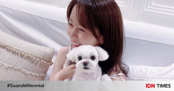 Potret ceria kim so hyun bersama anjing peliharaan