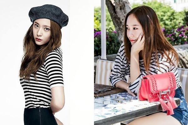 10 Inspirasi OOTD Motif Stripe ala Krystal Jung, Kece Banget Nih!