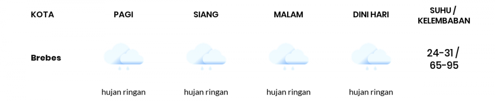 Cuaca Hari Ini 23 Januari 2021: Tegal Berawan Pagi Hari, Hujan Ringan Sore Hari