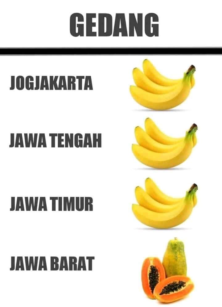 10 Meme Lucu Perdebatan Arti 'Gedang' dalam Bahasa Jawa dan Sunda