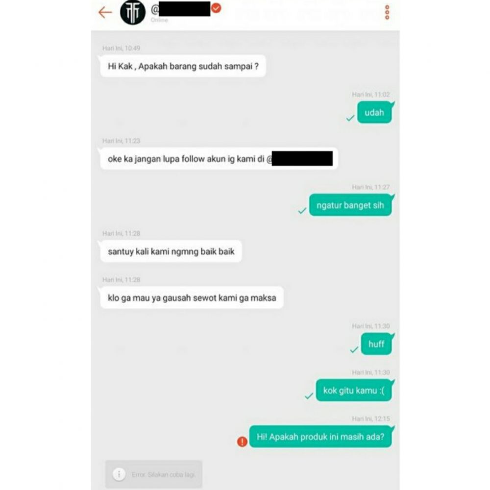 Kocak! 10 Chat Adu Mulut Pembeli dan Penjual Online Shop