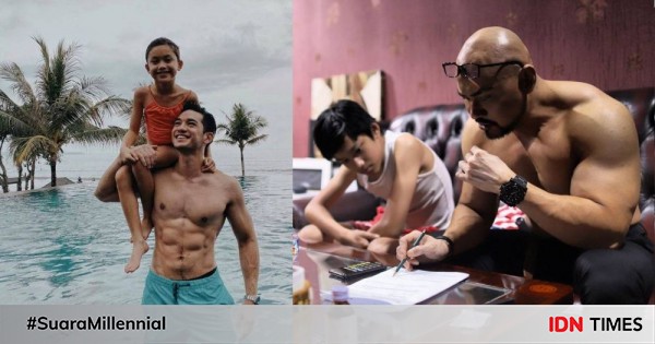 9 potret deddy corbuzier vs andrew white rawat anak sambil pamer otot 