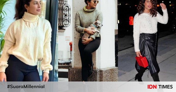 Simple & Kece, 10 Inspirasi OOTD Pakai Sweater ala Priyanka Chopra