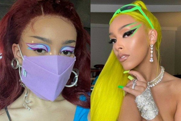 9 Potret Doja Cat dengan Makeup Mata yang Mencolok, Colorful!