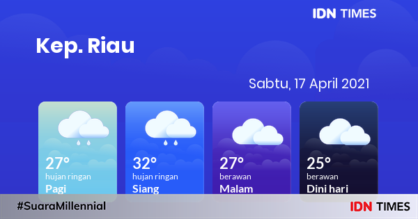 Cuaca hari ini 17 april 2021: batam hujan ringan pagi hari, berawan sore hari