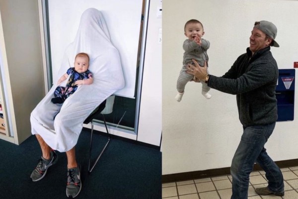 9 Foto Lucu Momen Bayi Lagi Buat Passport, Ayahnya jadi Background!
