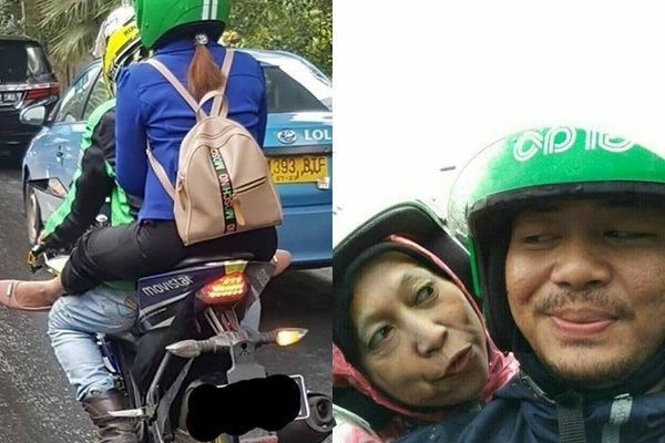 10 Potret Emak-emak Naik Ojek Online, Lucunya Gak Ada Lawan