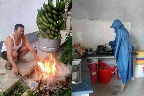 10 Kelakuan Lucu Bapak-bapak Disuruh Masak, Nyeleneh Abis