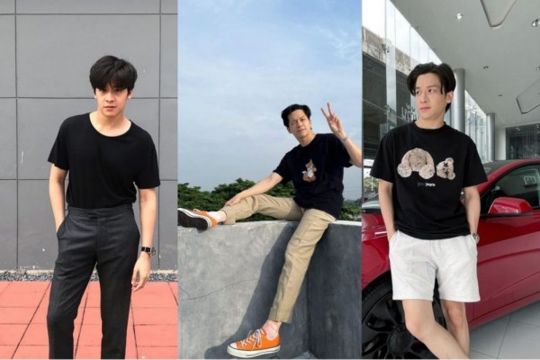 9 Inspirasi Outfit Kaus Hitam ala March Chutavuth, Cocok Buat Hangout!