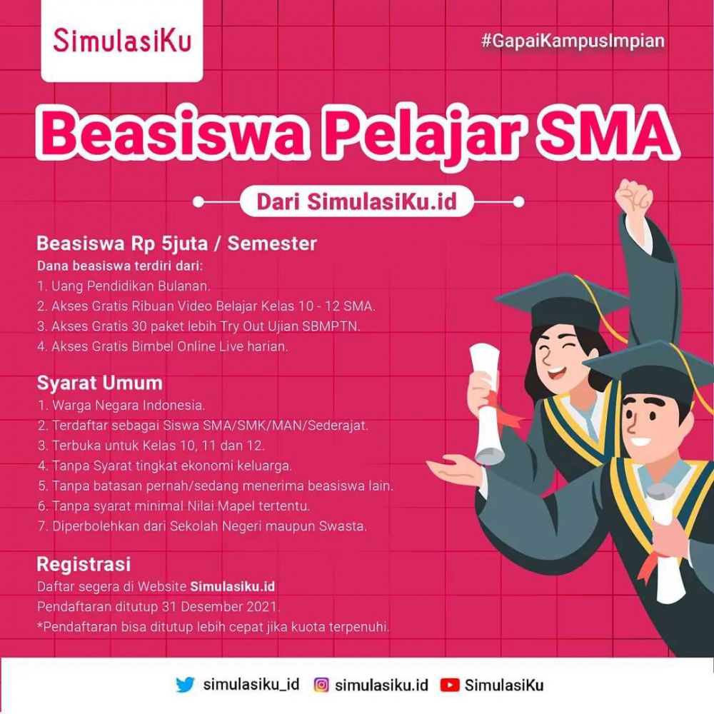 Tutup Desember 2021! 5 Beasiswa Untuk Pelajar & Mahasiswa