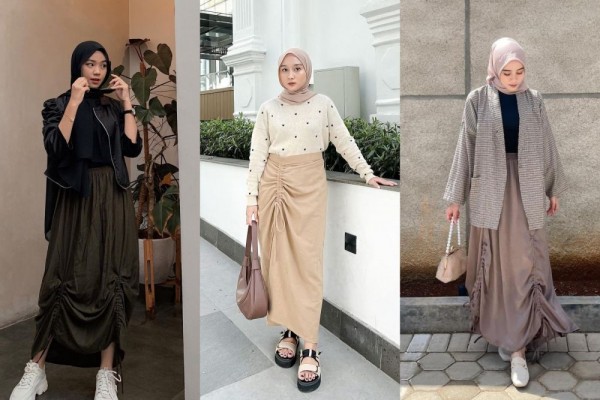 9 Inspirasi Padu Padan Rok Serut ala Selebgram Hijab